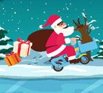 Santa On Wheelie Bike